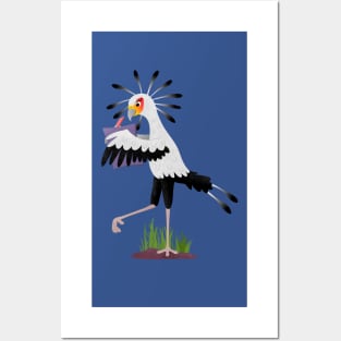 Cute secretary bird writing notes cartoon Posters and Art